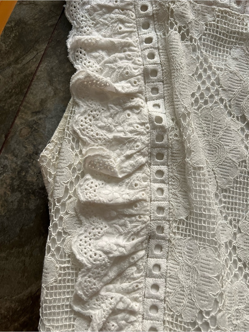 Simple White Lace Ruffled Kids Dress - Picture 6 of 10